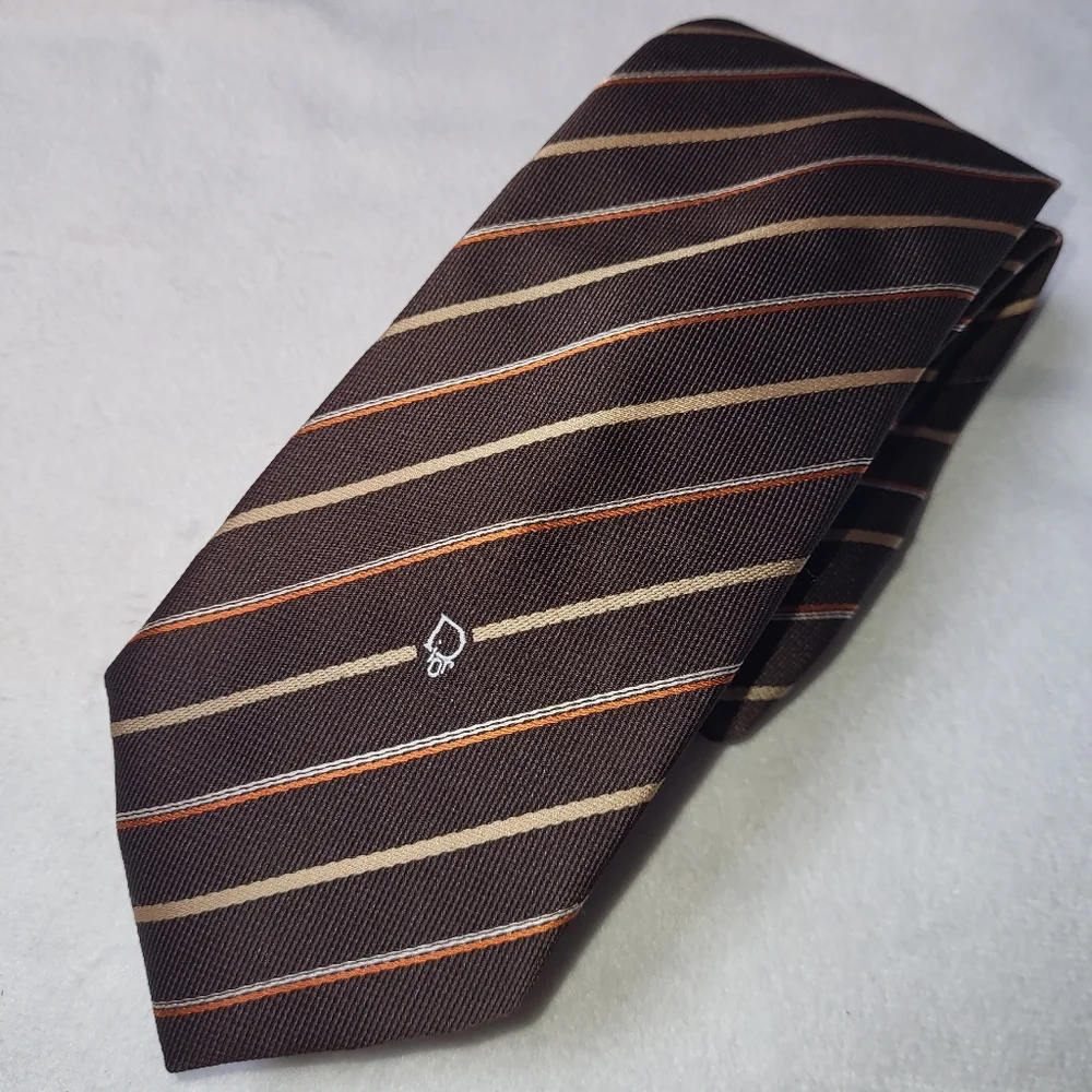 Christian Dior‎ Poly Silk Blend Tie Stripes